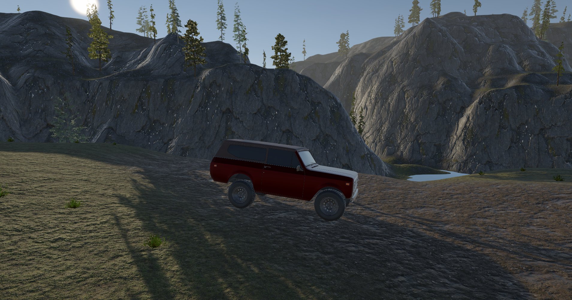 The Scout traversing a rocky backcountry hillside in Granite Country